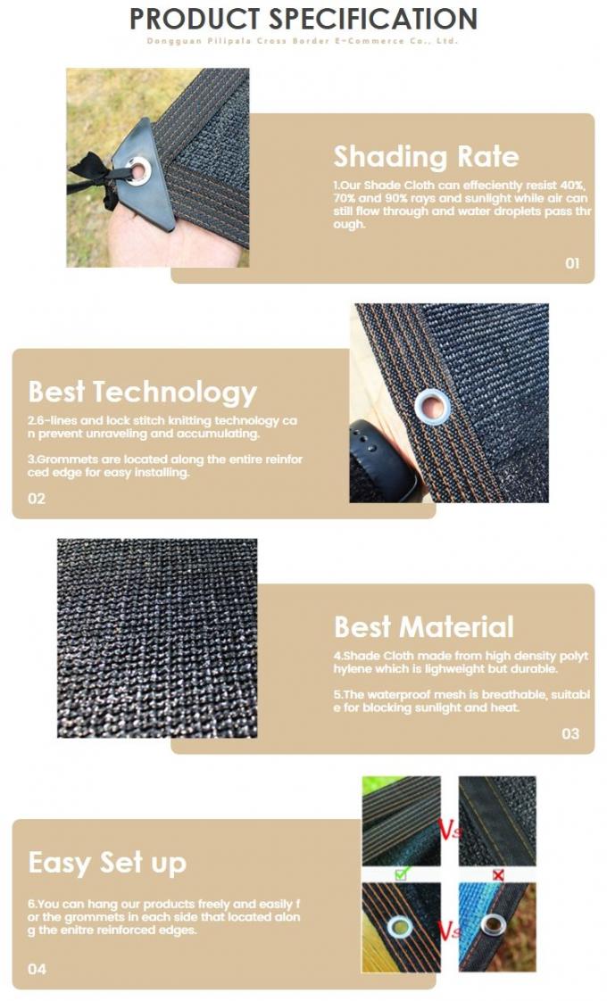 90% เสริม Grommets เรือนกระจกผ้าร่มสำหรับสระว่ายน้ำ Patio